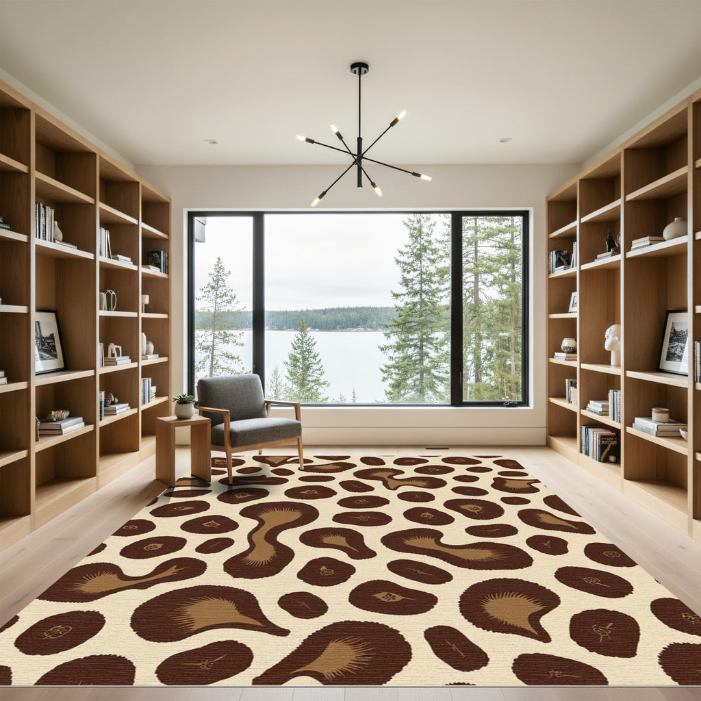 Brown Beige Spotted Animal Hide Rug