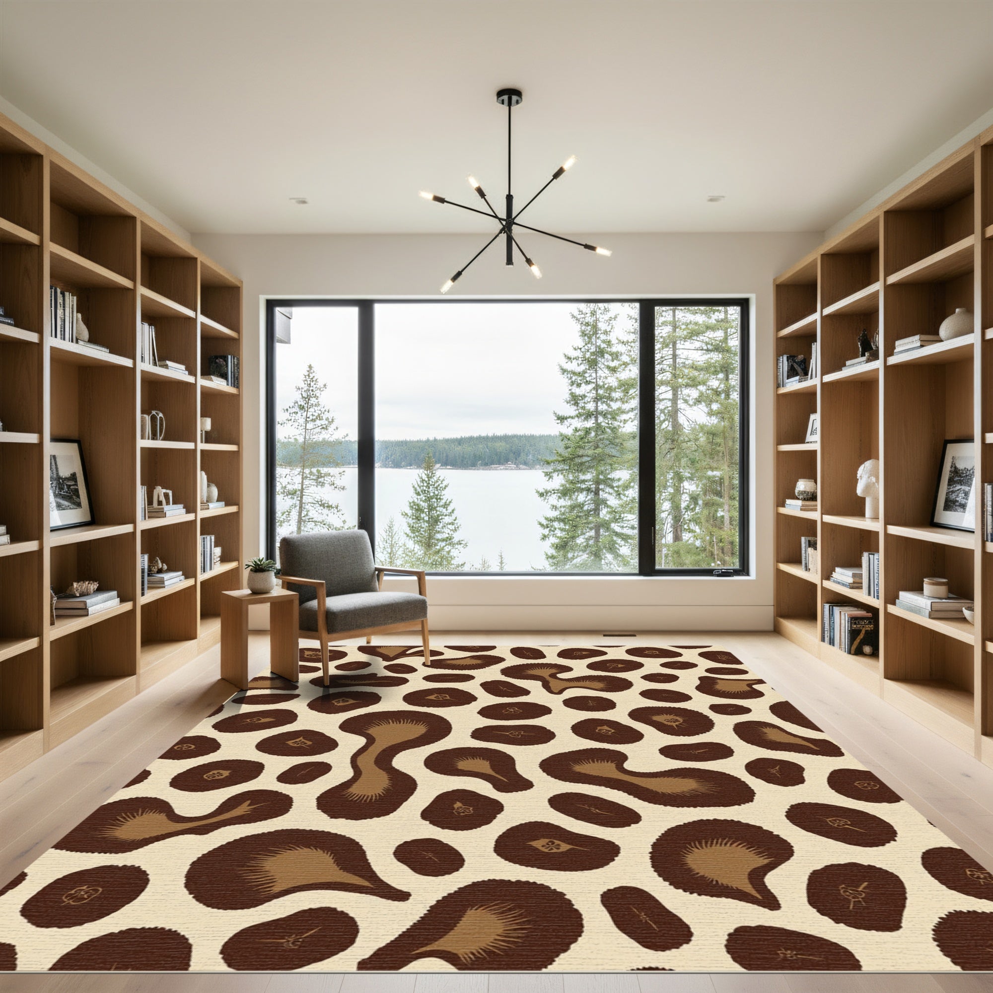 Brown Beige Spotted Animal Hide Rug