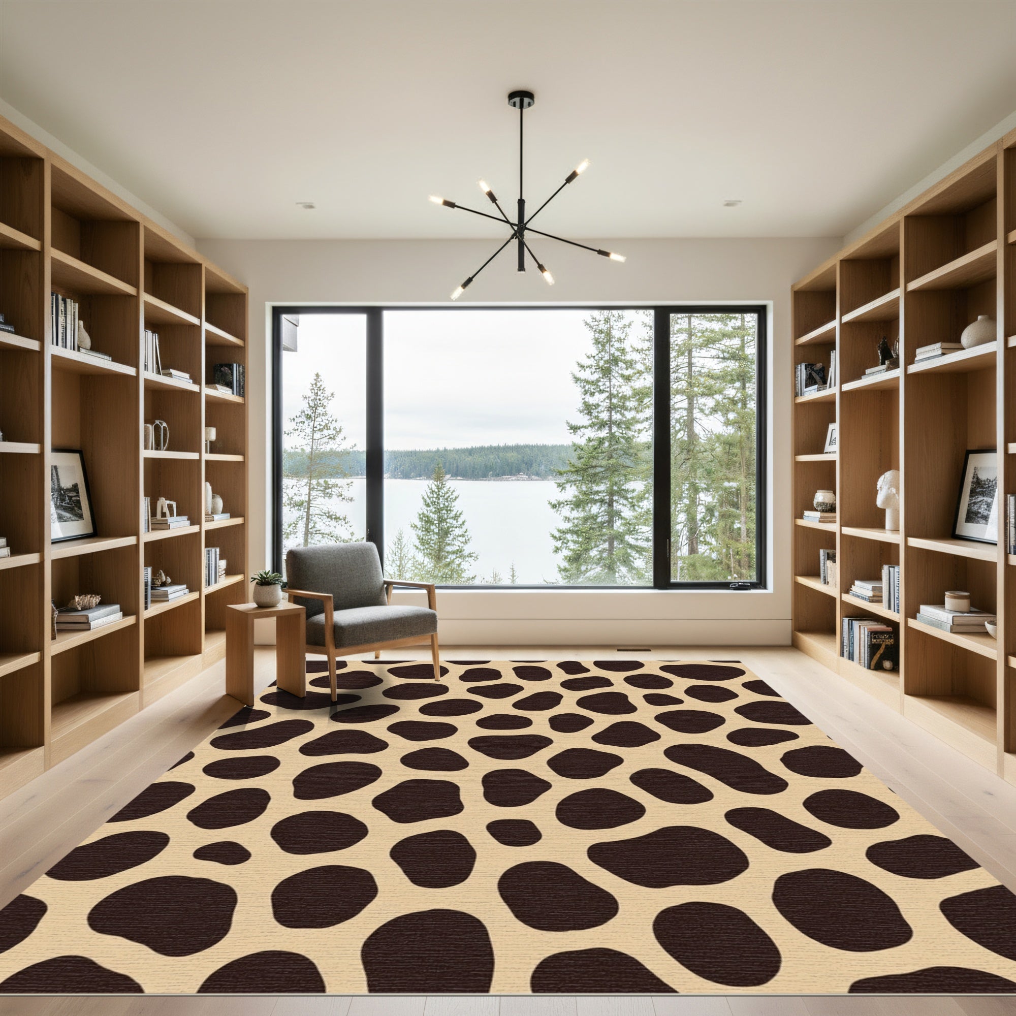 Brown Spots Beige Tortoiseshell Accents Rug