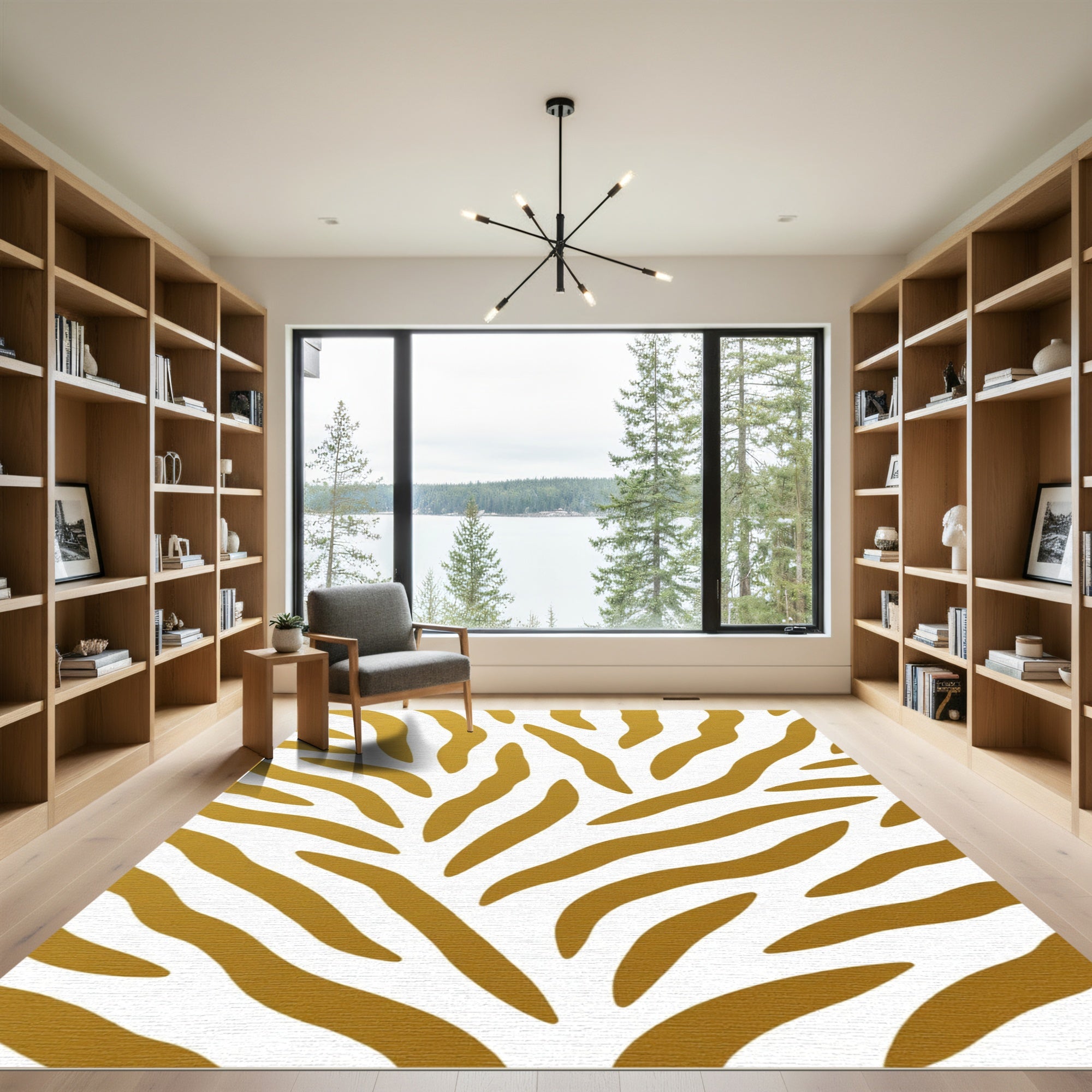 Golden Bronze Zebra Wave Rug