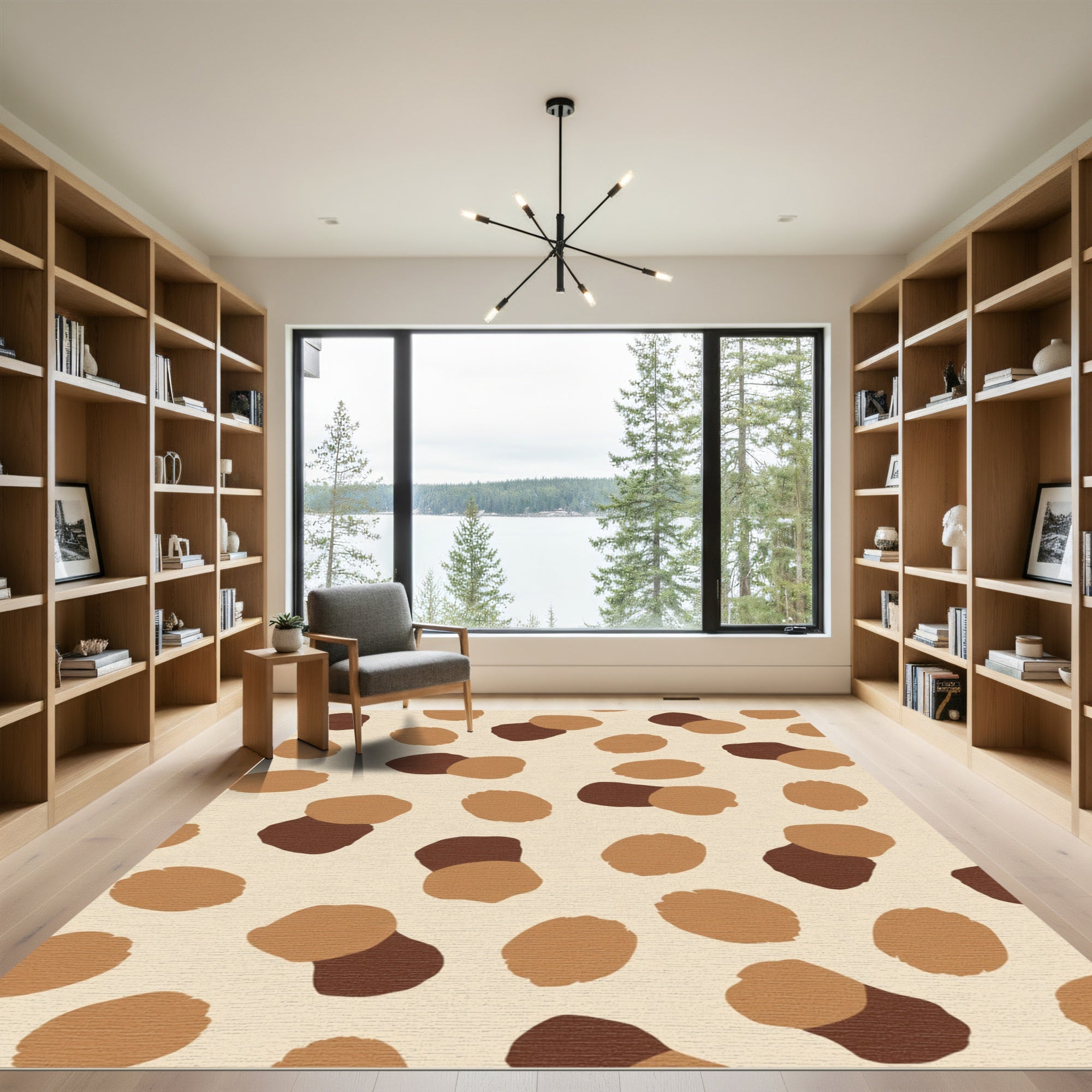 Earthy Brown Abstract Blob Rug