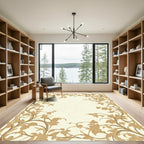 Golden Floral Vine Border Rug