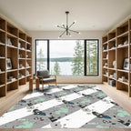 Abstract Gray Mint Diagonal Stripes Rug
