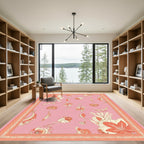 Coral Pink Floral Botanical Garden Rug