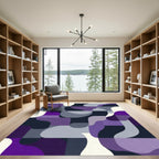 Abstract Purple Geometric Flow Shapes Rug