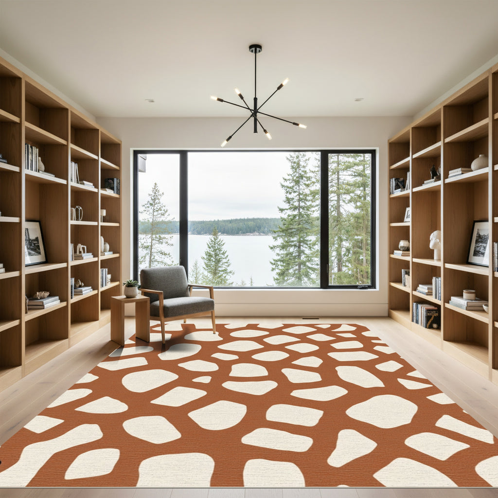 Terracotta Beige Giraffe Spot Rug