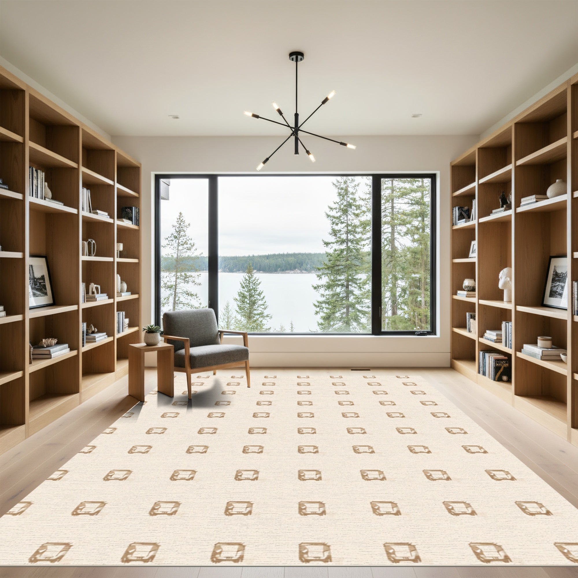 Neutral Beige Armchair Repeat Rug