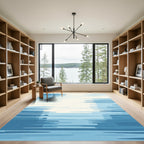 Oceanic Light Blue Abstract Stripes Rug