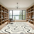 Monochromatic Abstract Swirls And Shapes Rug