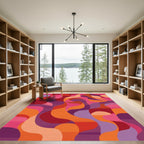 Bold Pink Orange Abstract Flow Rug