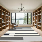 Abstract Monochrome Horizontal Blocks Rug