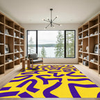 Bold Purple Wavy Lines Yellow Rug