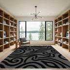 Textured Black Swirl Intertwine Rug