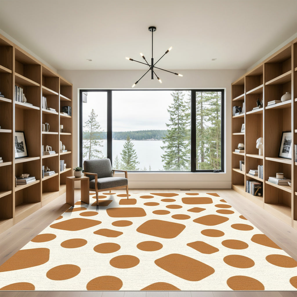 Earthy Orange Abstract Spots Rug