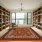 Terracotta Abstract Organic Circles Border Rug