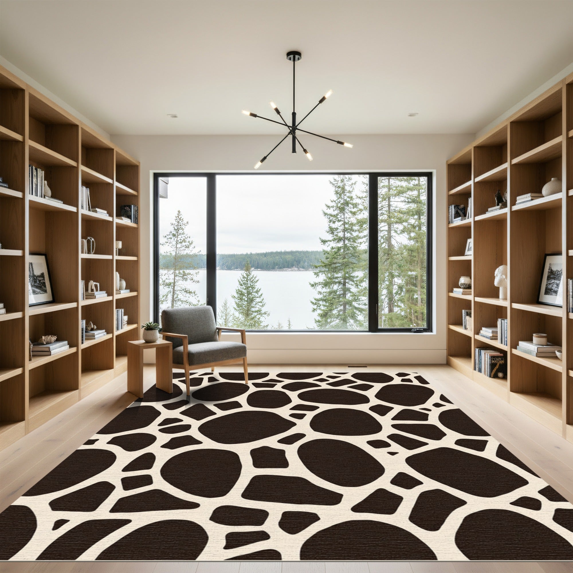 Natural Brown Giraffe Overlay Rug