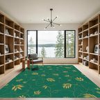 Emerald Gold Leaf Vine Rug