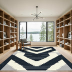 Dark Gray Chevron Stripes Rug