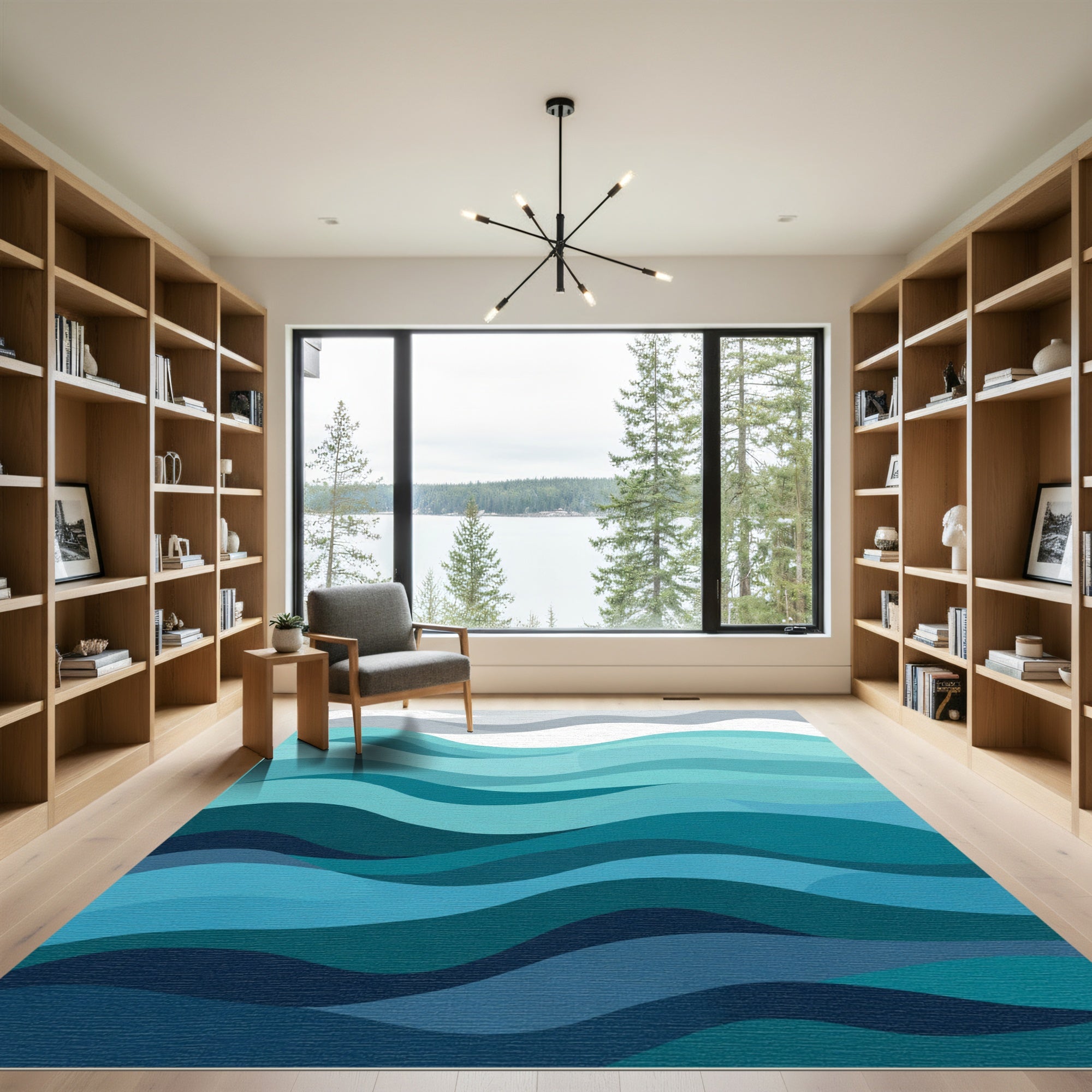 Oceanic Teal Wave Layers Rug