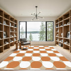 Terracotta Tan White Organic Grid Rug