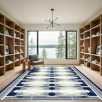 Navy Blue Modern Geometric Abstract Rug