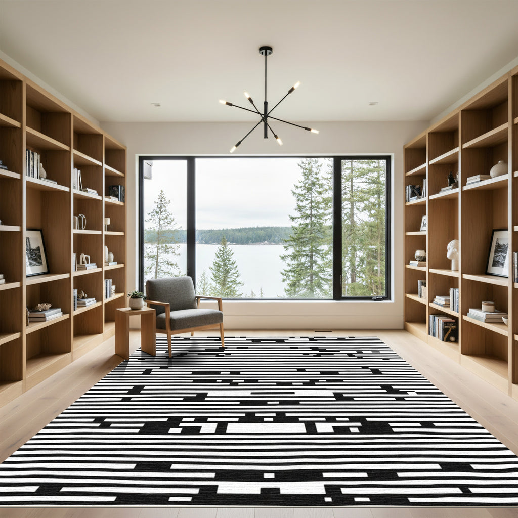 Monochromatic Horizontal Stripe Abstract Rug