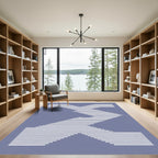 Abstract White Zig Zag Slate Rug