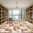 Whimsical Brown Floral Clay Pebble Rug