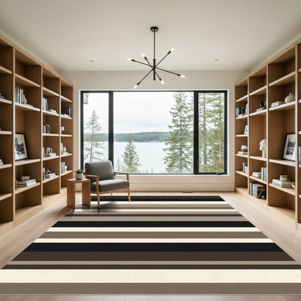 Neutral Earth Tone Horizontal Stripe Rug