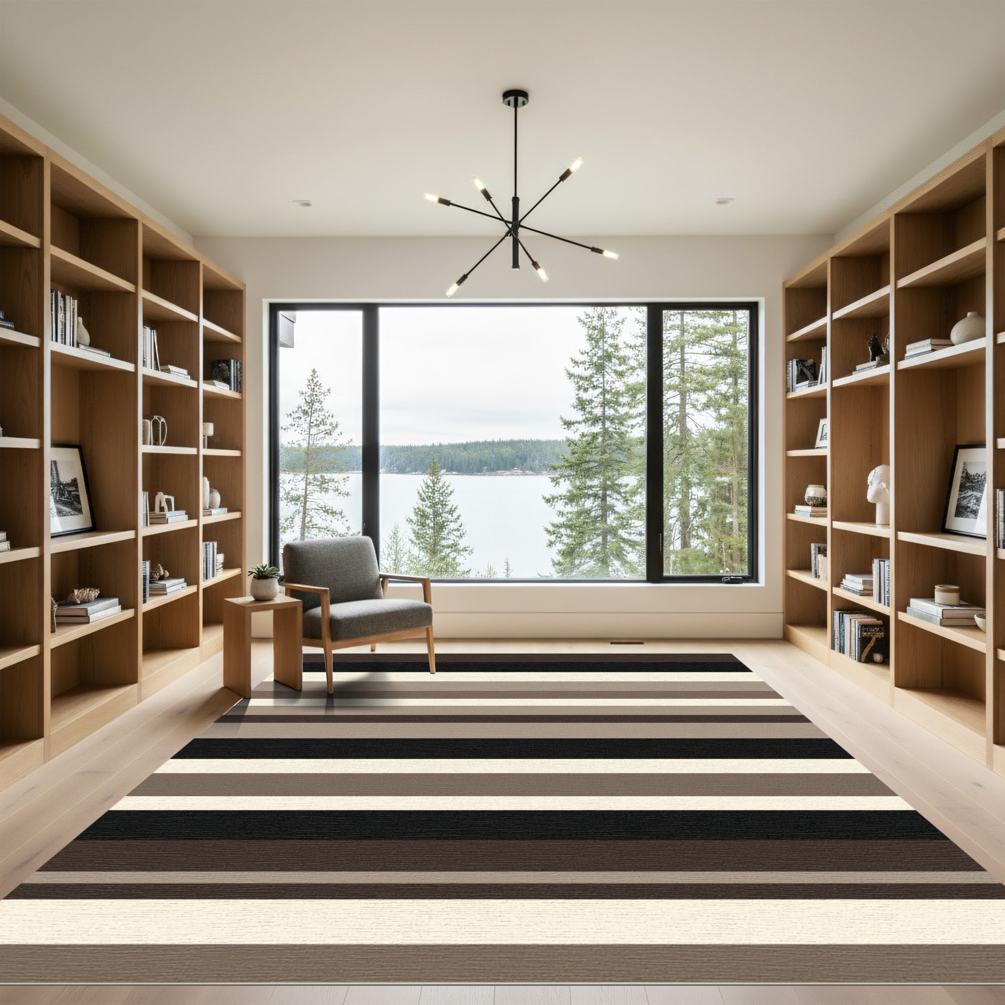 Neutral Earth Tone Horizontal Stripe Rug