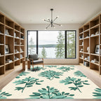 Teal Leaf Botanical Repeats Rug