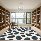 Navy Blue Abstract Blob Composition Rug