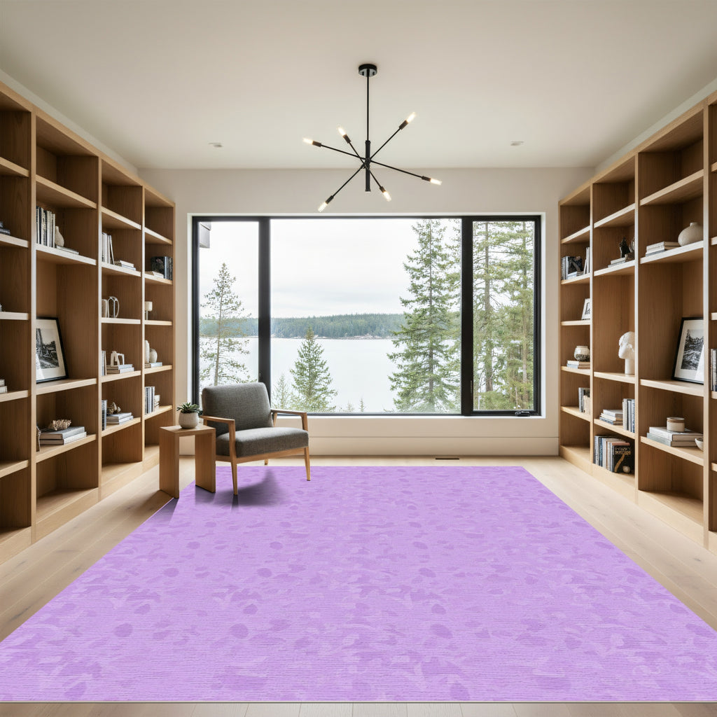 Soft Lilac Organic Leaf Pattern Rug
