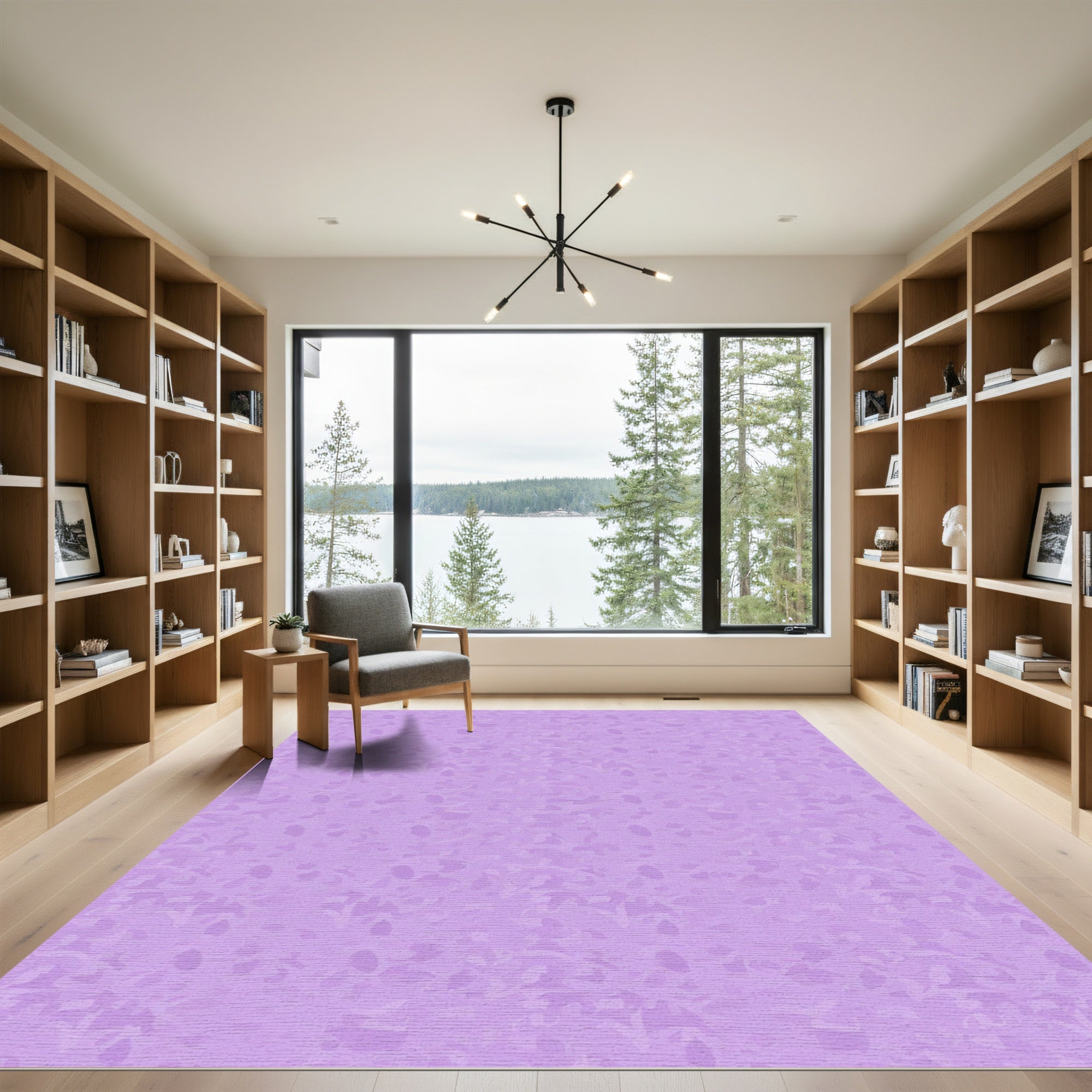 Soft Lilac Organic Leaf Pattern Rug