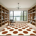 Warm Cream Brown Polka Dot Rug