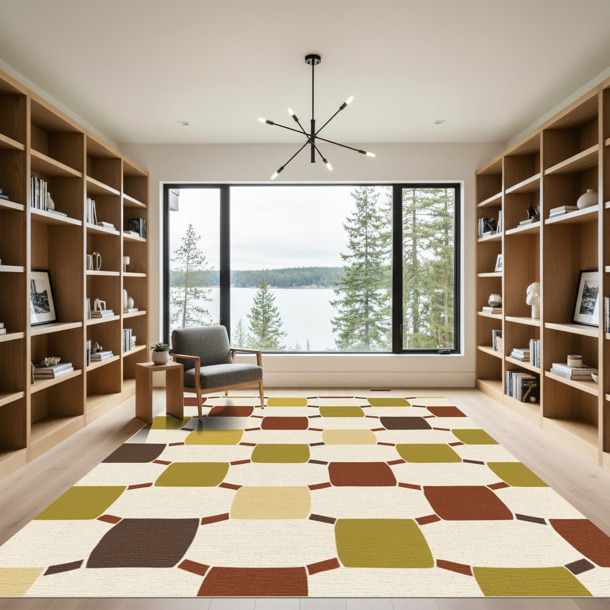 Earthy Tones Square Lattice Rug