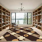 Dark Earthy Circles Diagonal Stripes Rug