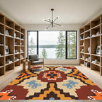 Bold Earthy Geometric Medallion Rug