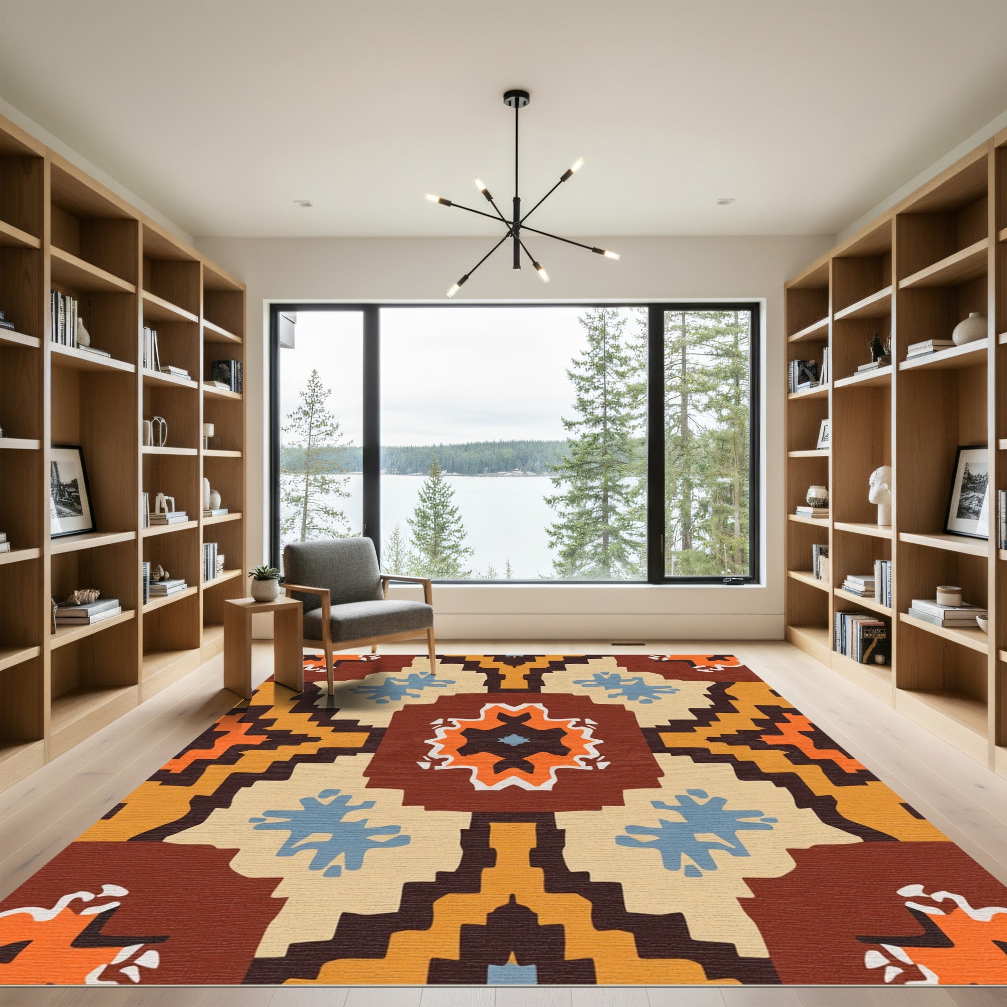 Bold Earthy Geometric Medallion Rug