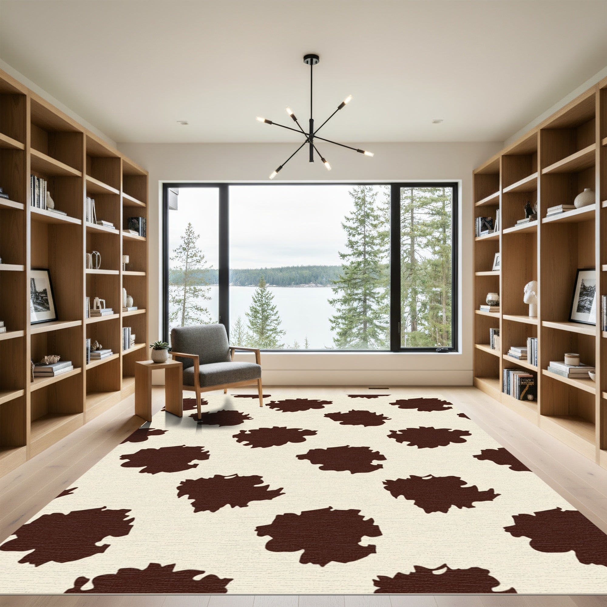 Brown Beige Blotches Contemporary Rug