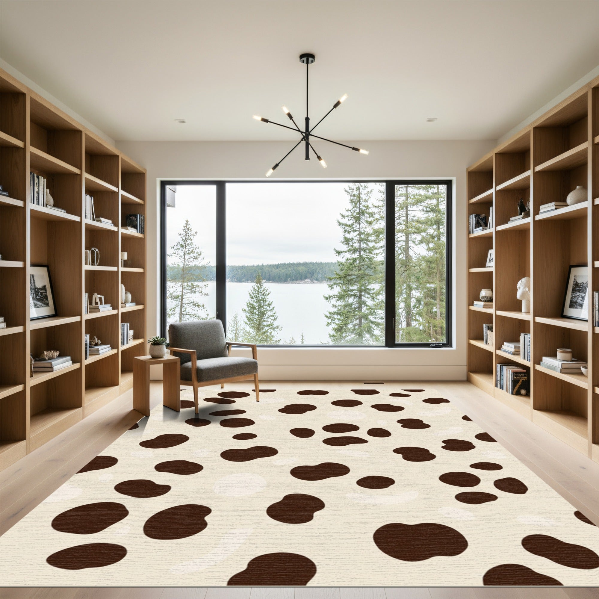 Cream Brown Spotty Organic Shapes Rug