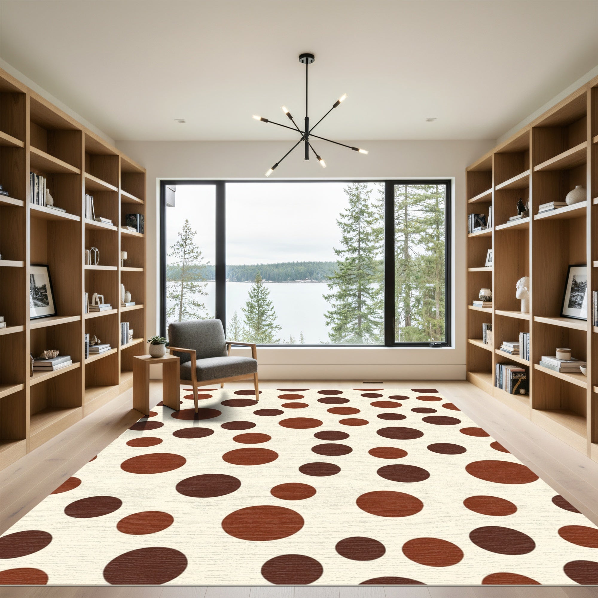 Earthy Brown Circles Scattered Rug