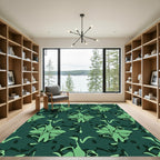 Peacock Green Abstract Floral Harmony Rug