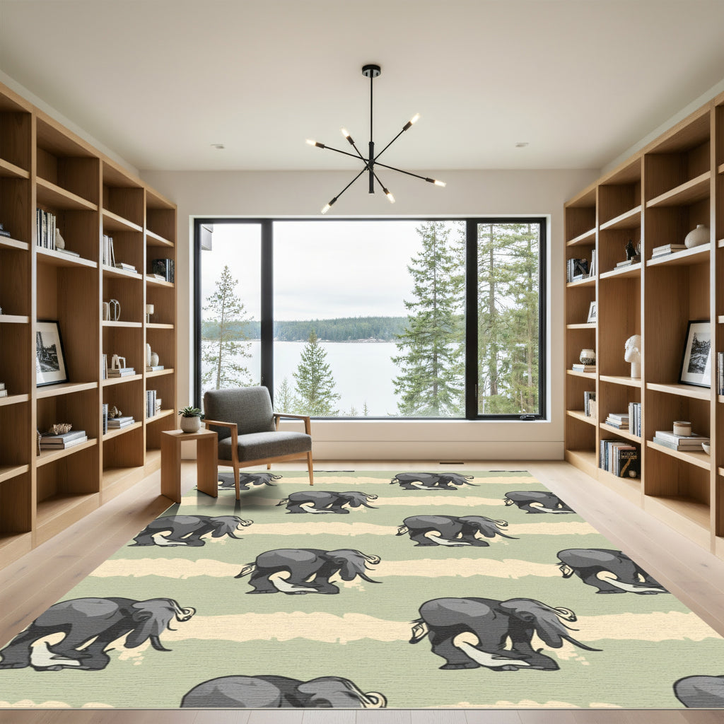Gray Elephant Savannah Stripe Repeat Rug