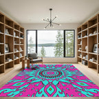 Vivid Magenta Teal Mandala Rug