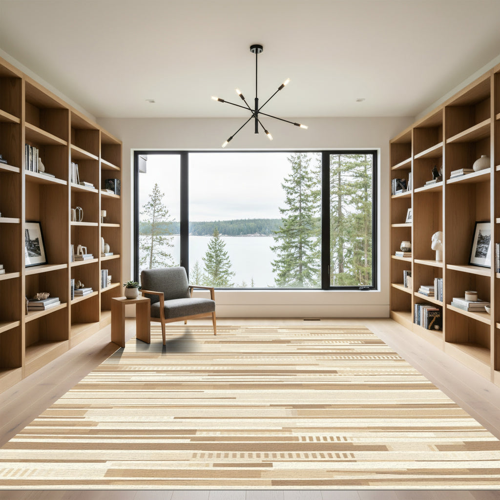 Earthy Abstract Geometric Stripe Rug
