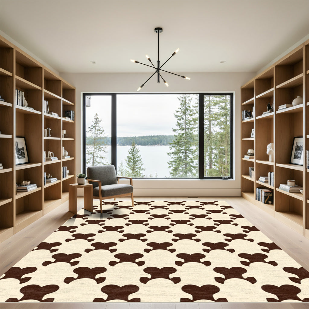 Dark Brown Bone Shape Arrangement Rug