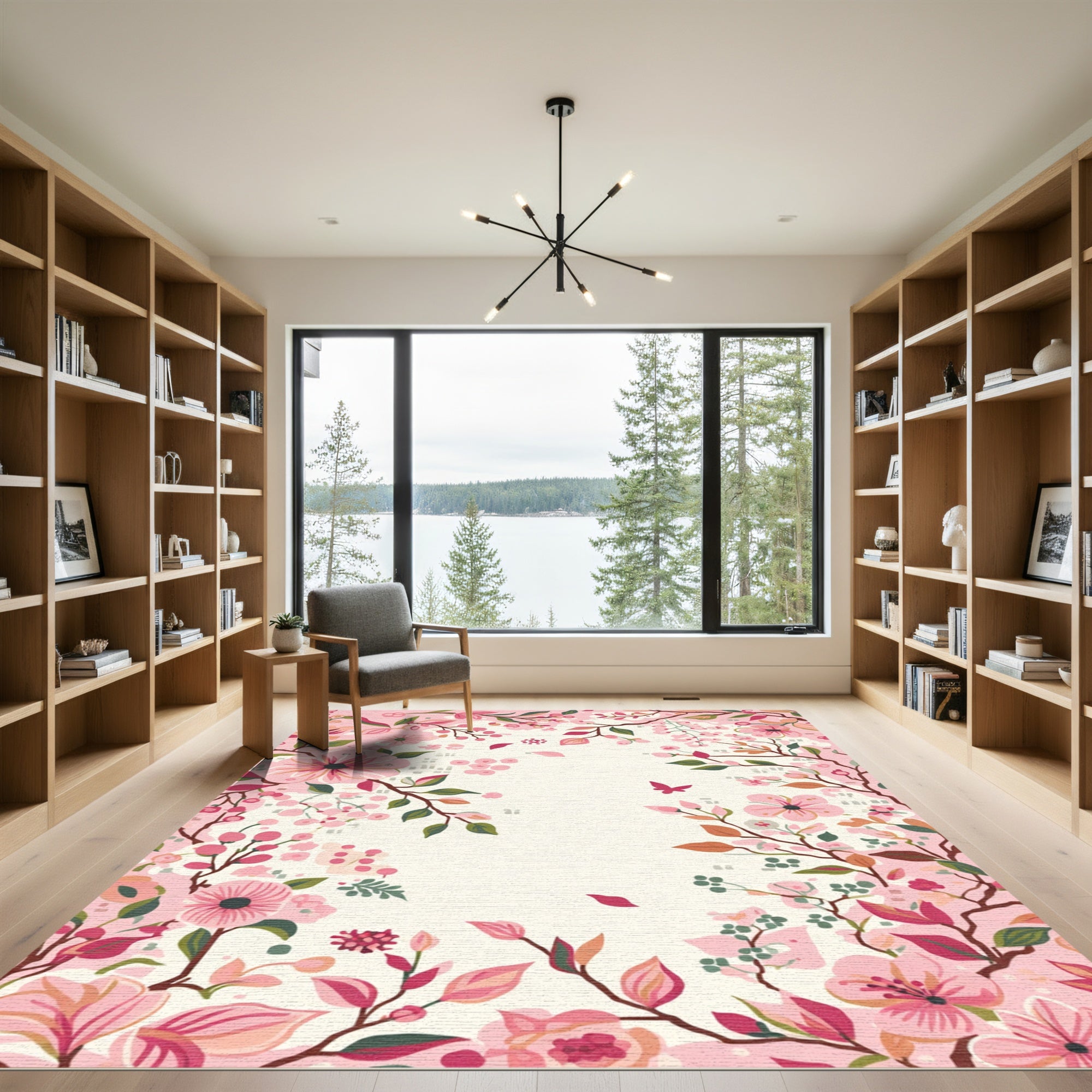 Pink Blooming Branches Floral Wonder Rug