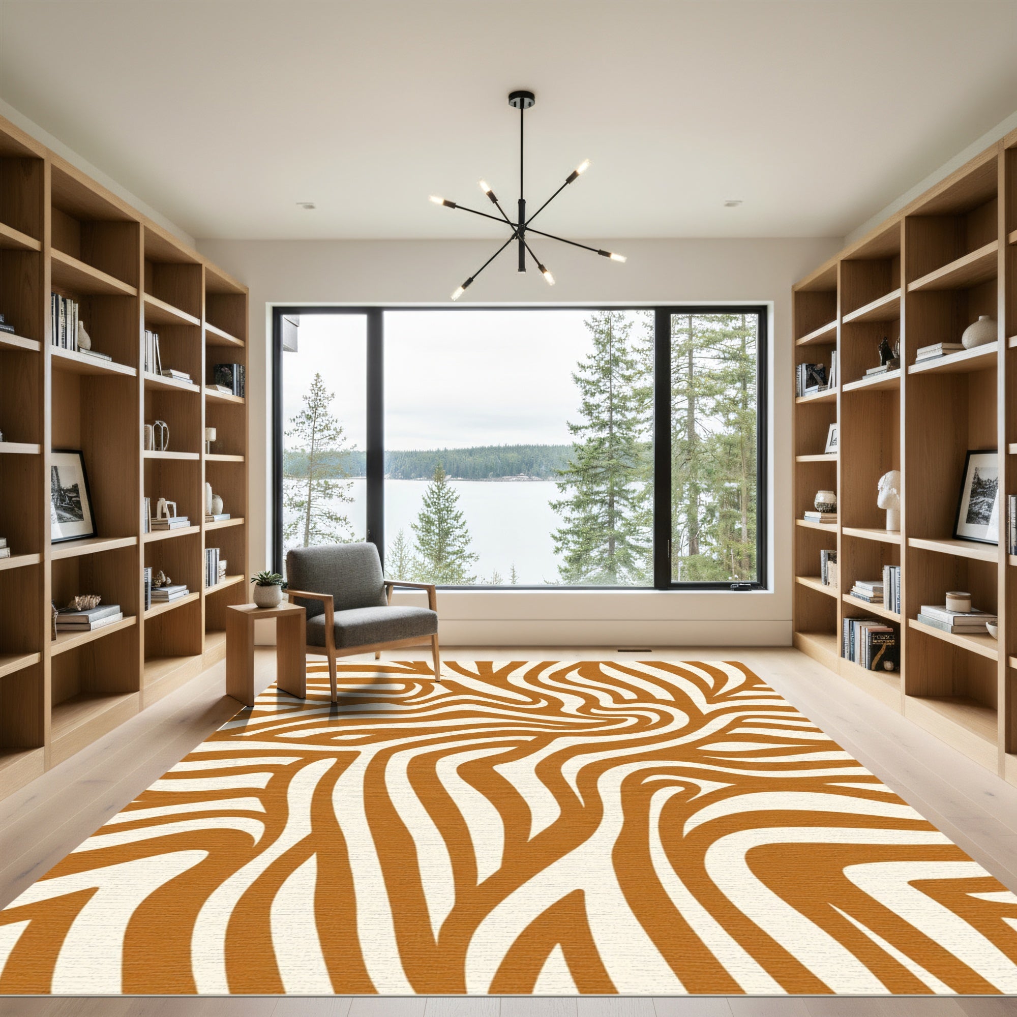 Warm Tan Auburn Swirls Rug