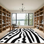 Black White Organic Stripe Dot Rug